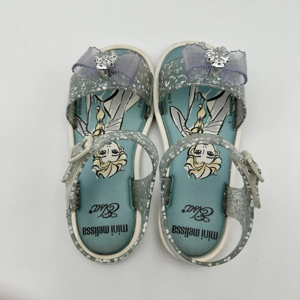 Mini Melissa Mar Disney Baby Sandals Frozen Elsa Blue Jelly Girls Size 10